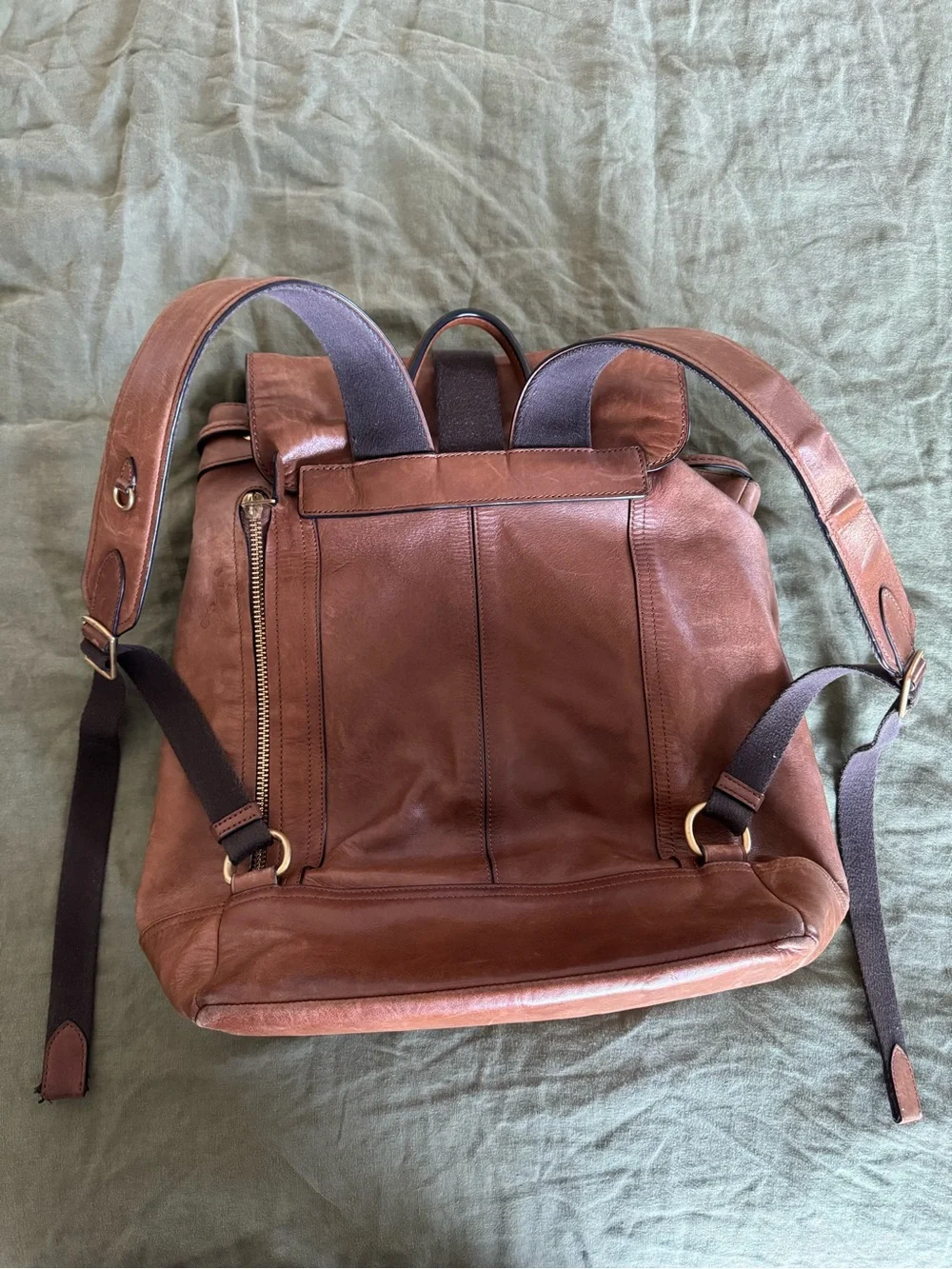 COACH Brown Leather Men’s Backpack with Buckle Front Pocket
